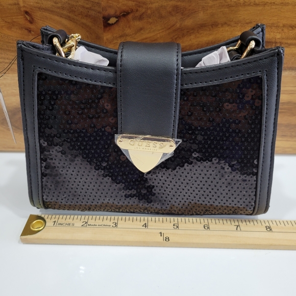 Guess Crossbody Black Bag Top Handles Tanyel NEW - Picture 6 of 14